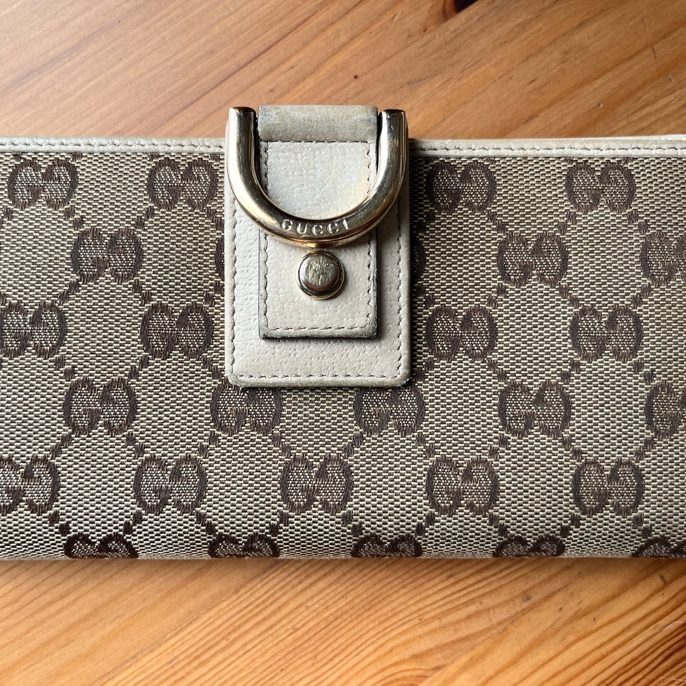 Gucci Beige and Brown Monogram Wallet